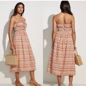 Faithfull The Brand Linen Francesca Midi Dress in Vadella Print Dusk Size US 2
